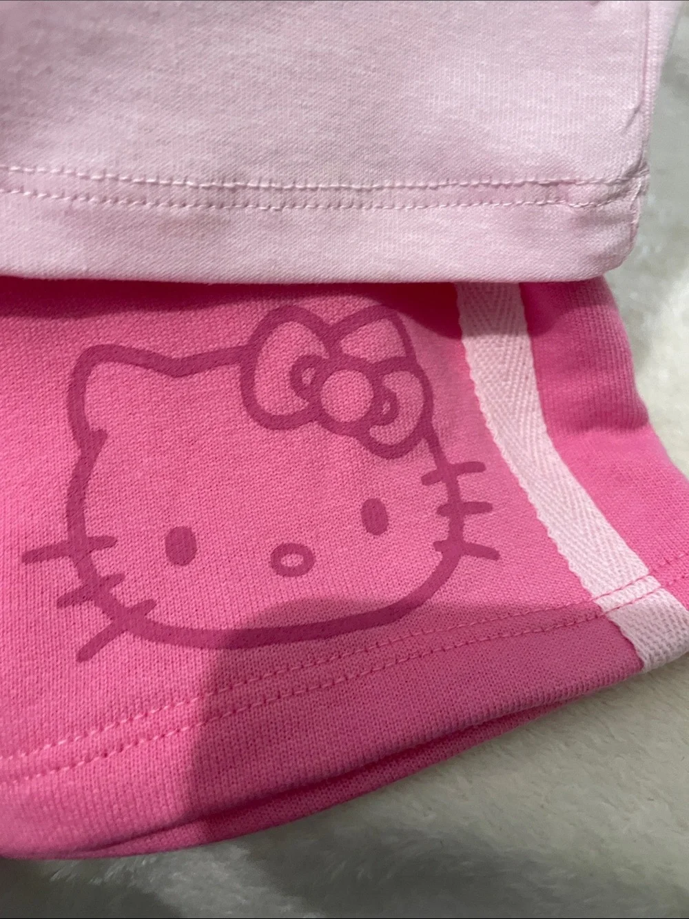 Hello Kitty Pink Raglan Short Sleeve short Set - Light Pink & Hot Pink